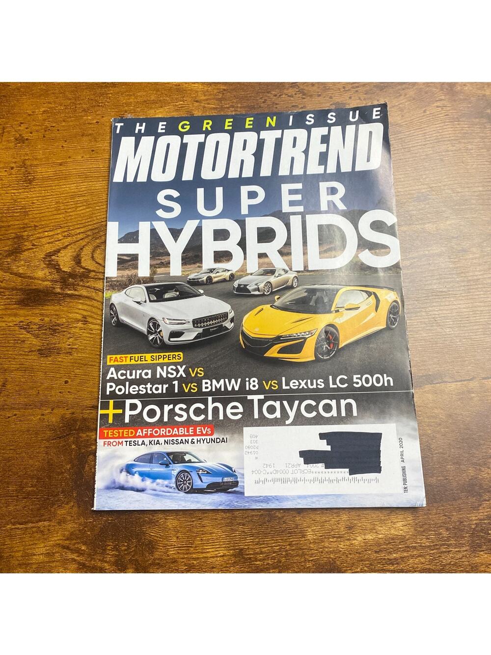 Motor Trend April, 2020 NSX vs i8 vs LC 500h vs Polestar, EV Comparo